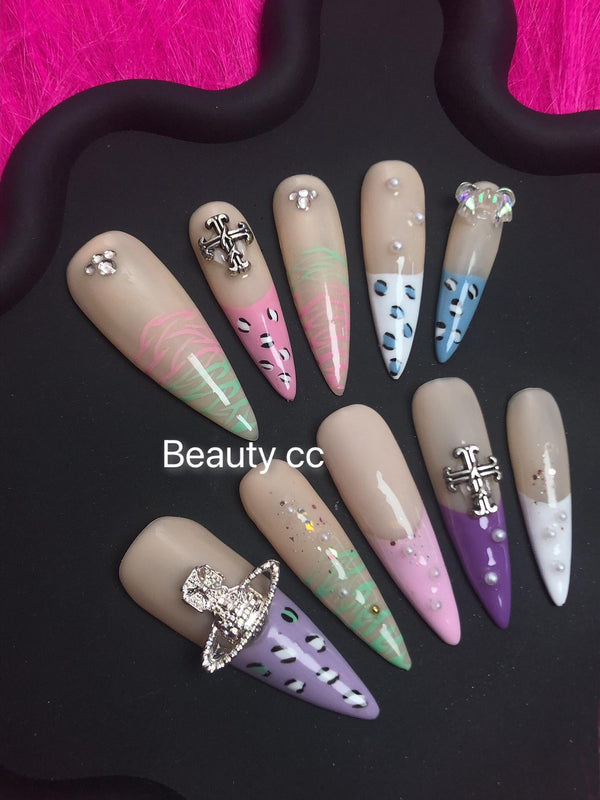 High-end customised two-patch coloured wearable manicure  S303  Wearing Nails