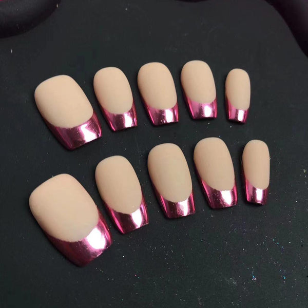 Custom rose peach French manicure--High fashion-s319  Wearing Nails