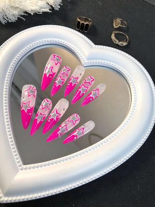 Exclusive pink dance finger Barbie manicure-B01  Wearing Nails