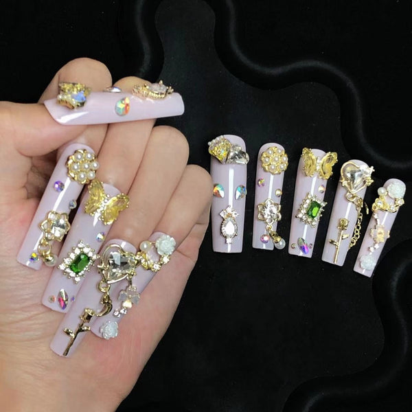 High-end custom-made, wearable nail extensions Luxury style Nail Art S135  Wearing Nails