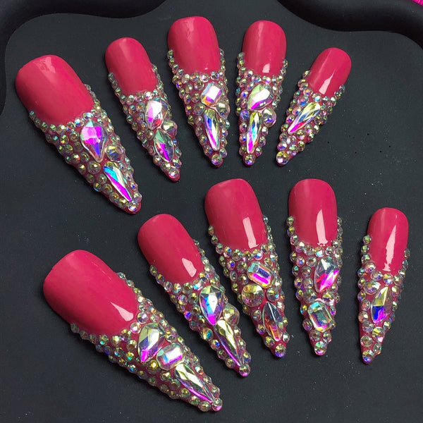 Glamour Glitter - Diamond-Encrusted Nail Art for the Ultimate Elegance Premium Diamond-Enhanced Nail Art Collection S168  Wearing Nails